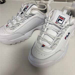 Fila Women's White Sneakers with Red and Blue Accents